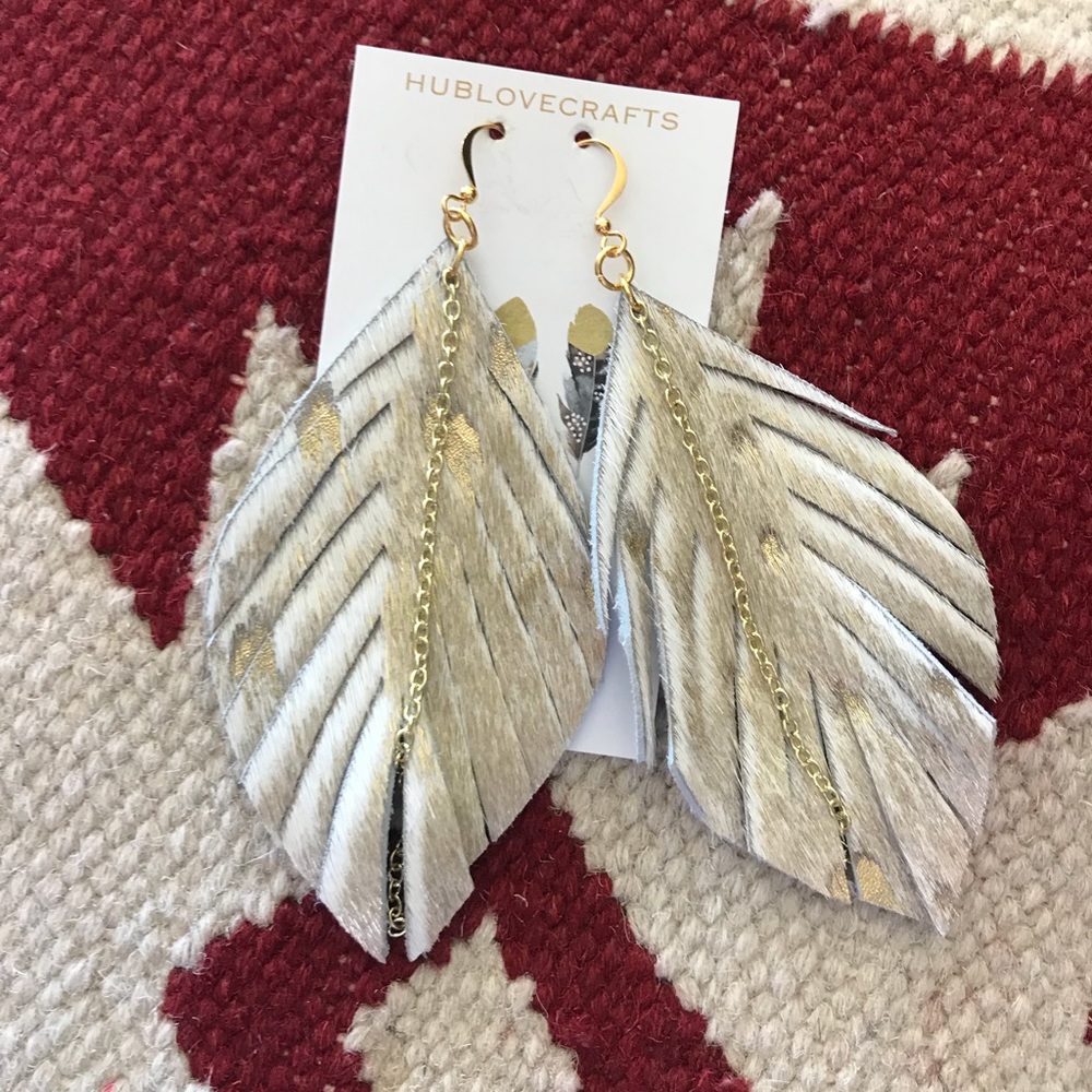 Gold Cowhide Earrings